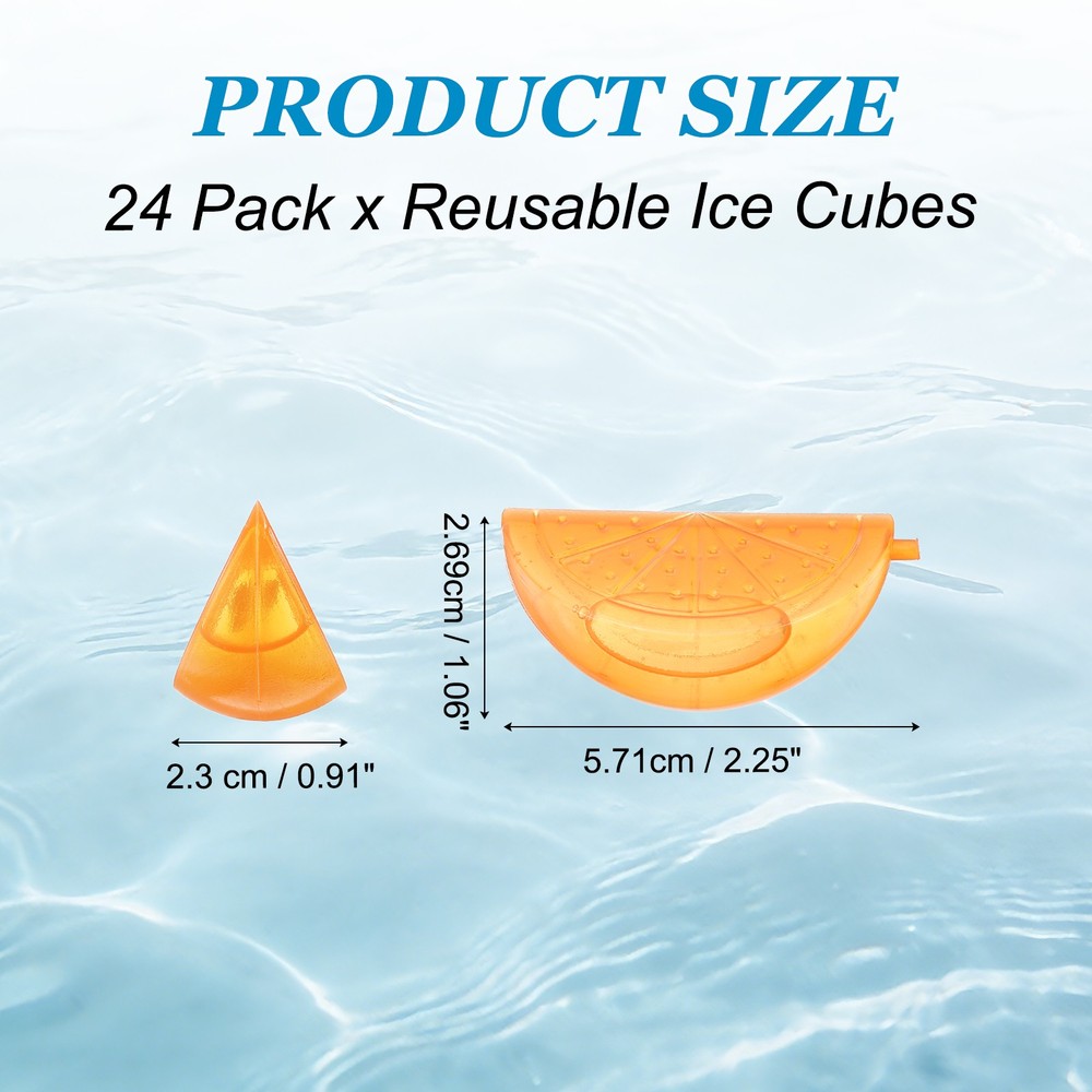 24 Pack Reusable Ice Cubes for Drinks, Orange/Yellow Orange