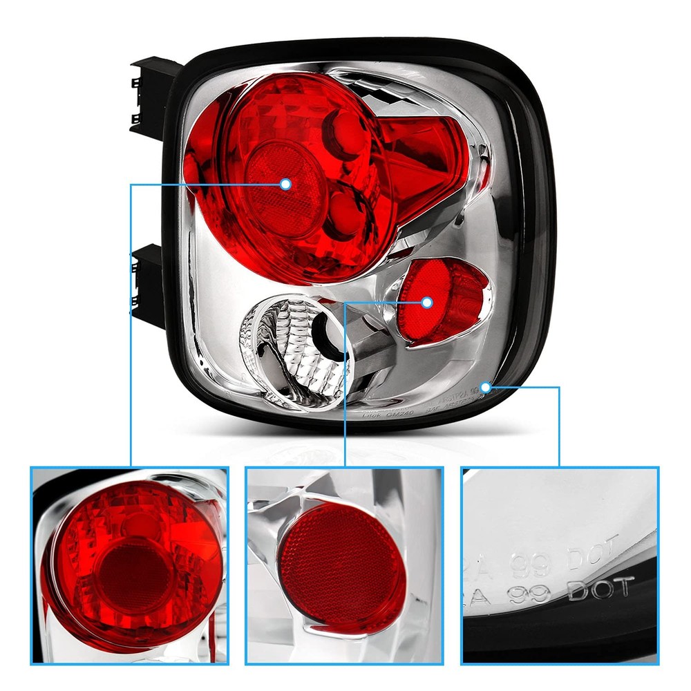 Chrome Replacement Brake Tail Lights for Silverado Sierra Stepside