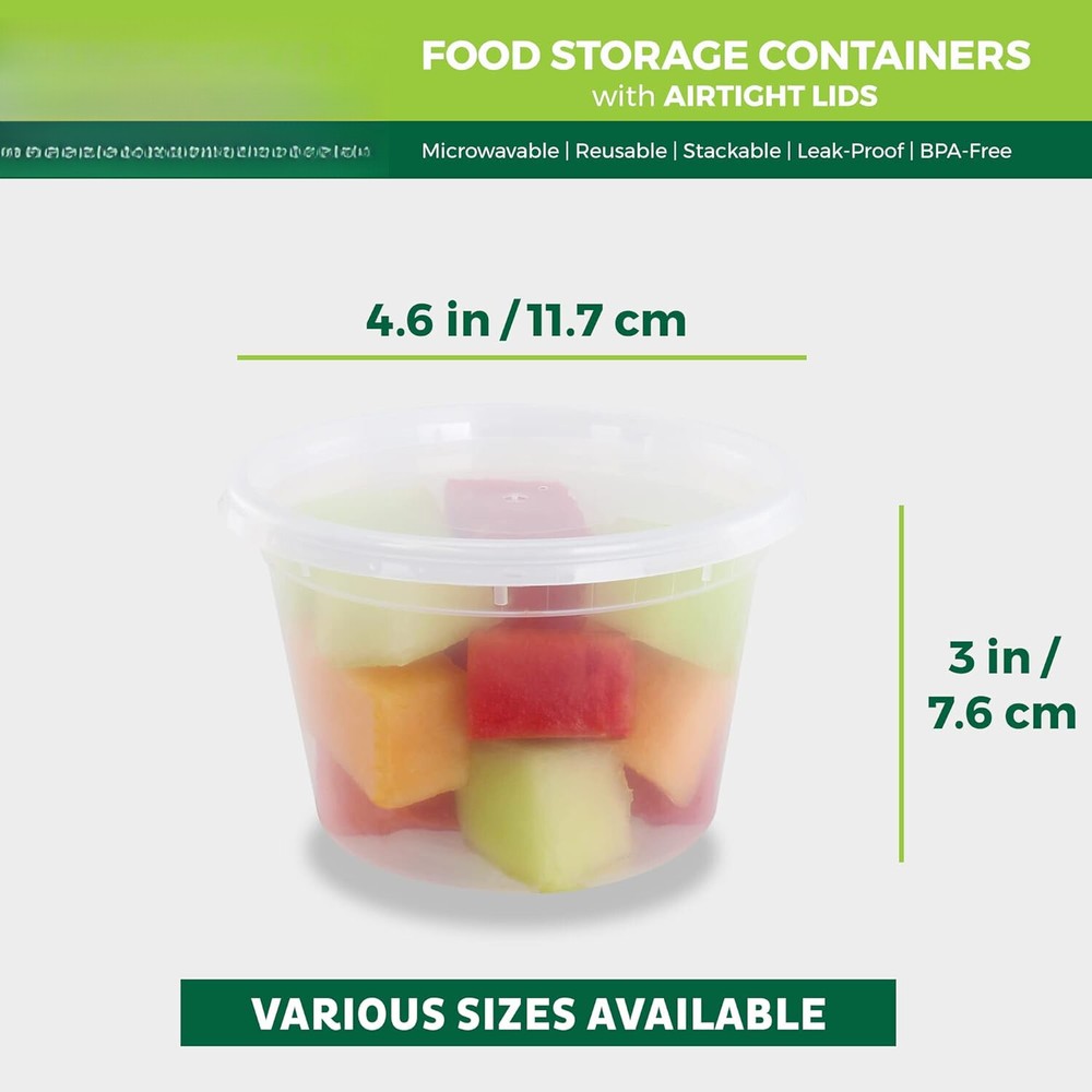 [240 Pack] 16 oz Food Storage Containers, Plastic | Stackable | Leakproof, Clear