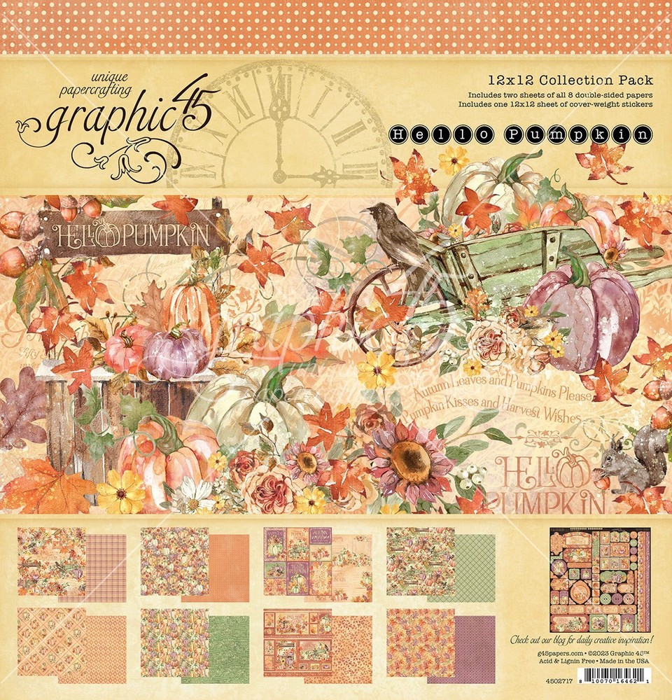 GRAPHIC 45 *HELLO PUMPKIN* COMPLETE COLLECTION PACKAGE~ FALL GORGEOUS SHIPS FREE