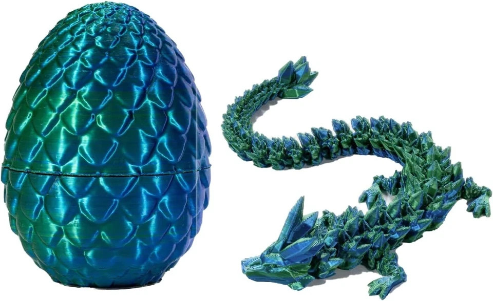 3D Printed Dragon Eggs with 12" Dragon Laser Green Dragon Egg Fidget Toy Gift