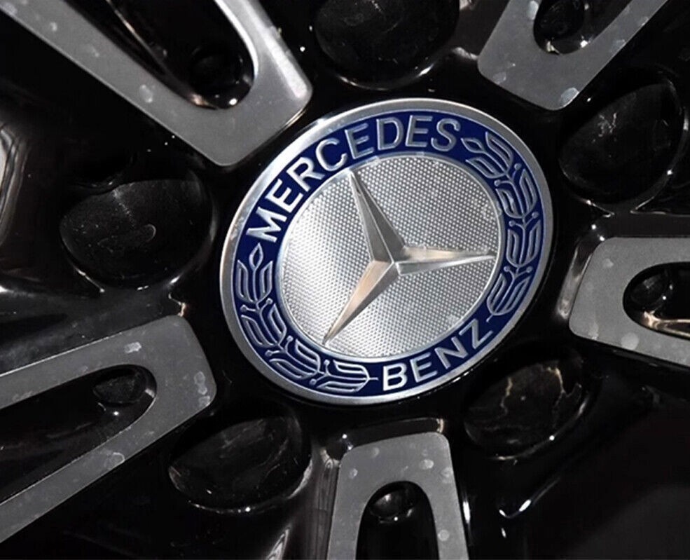4Pack For Mercedes Benz Wheel Center Caps Emblem Rim Hub Cover Badge Blue 2.95in