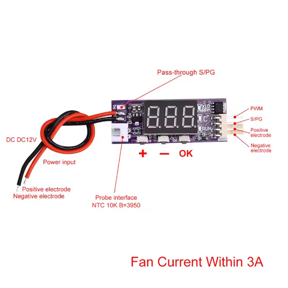 2PCS DC12V 4-wire PWM Fan Temperature Control Speed Controller Temperature Speed