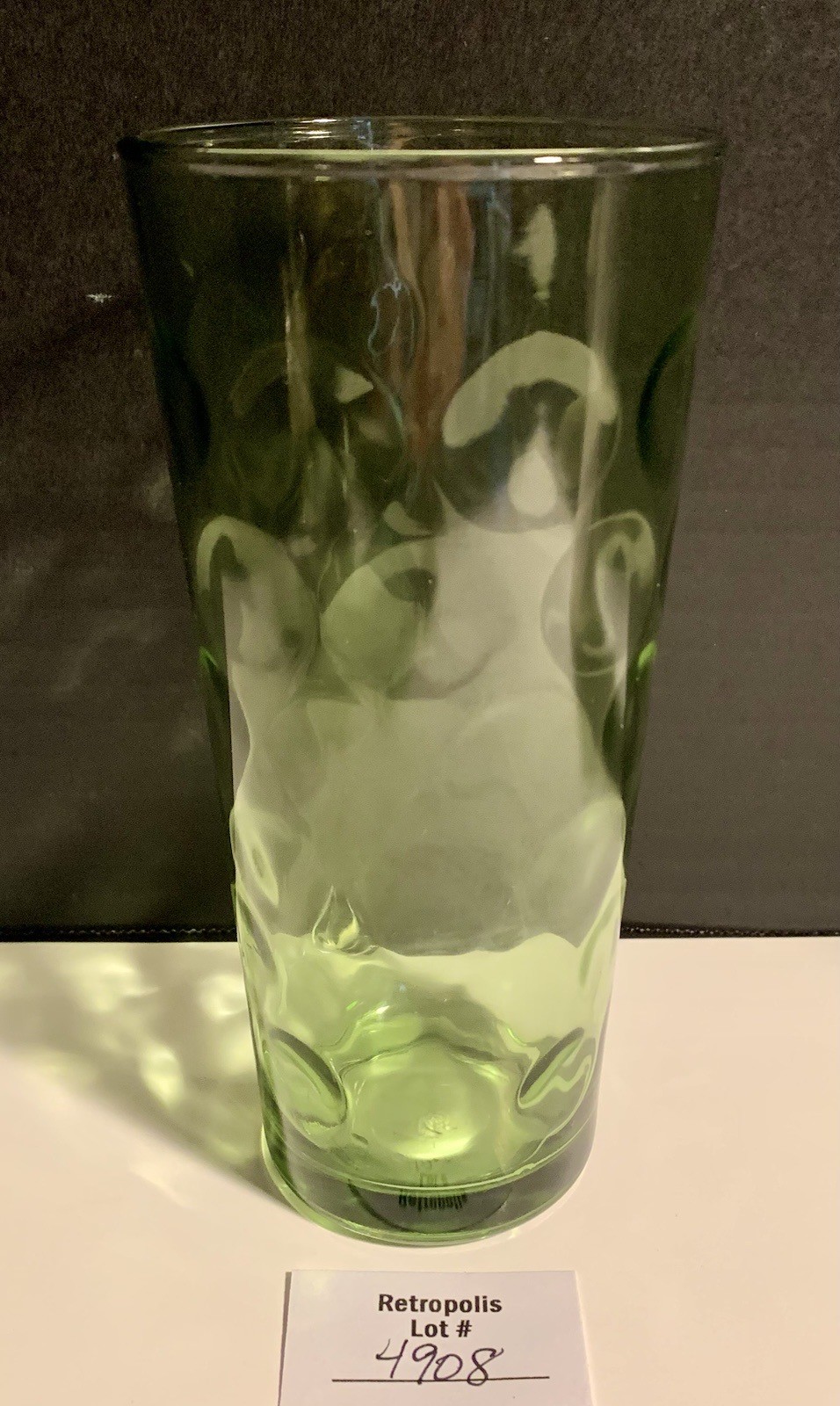 Vintage MCM Hazel Atlas Green El Dorado Optic Dot Glass Tumbler