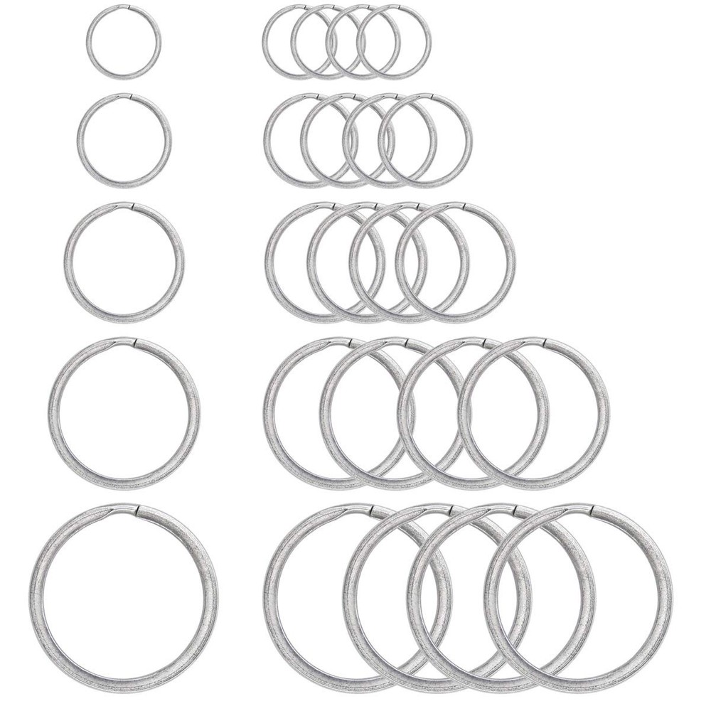 Key Rings, 304 Stainless Steel Round Flat Split Keychain Ring Large, Silver