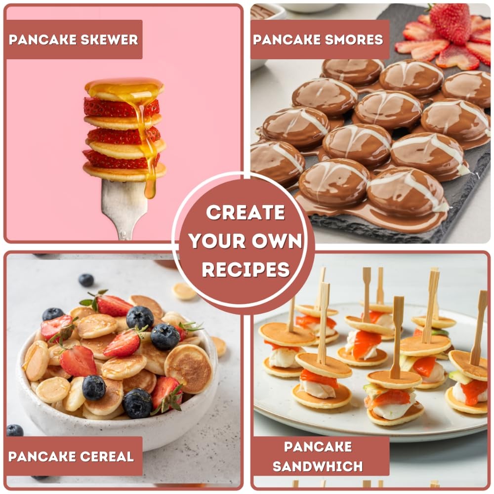 24PCS Mini Pancake Maker Machine, Nonstick Dutch Pancakes Griddle, Adjustable...