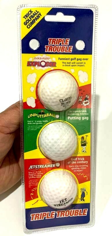 3 PACK GOLF BALL GAGS Exploding Jet Streamer Prank Joke Golfer Trick GIFT Set