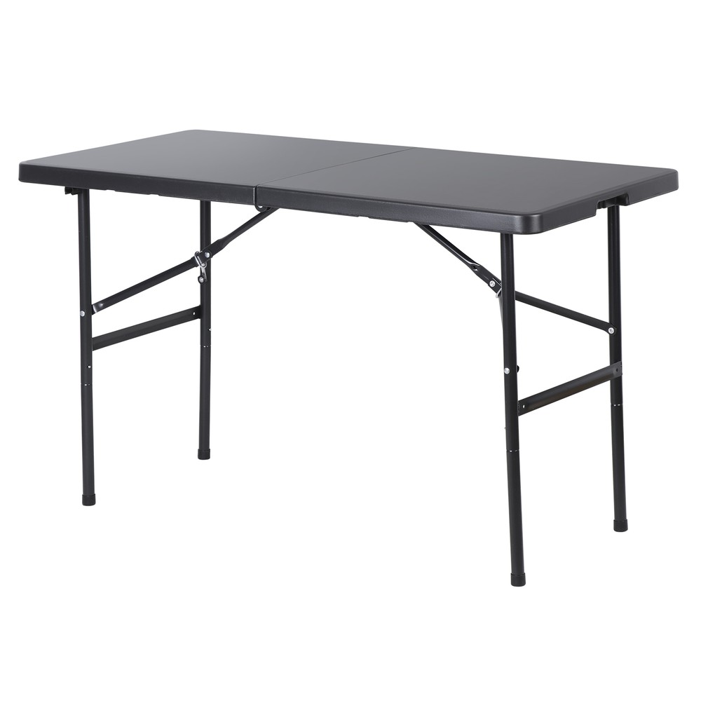 2PCS Folding Table 4FT Fold-in-Half Utility Dining Table for Camping w/ Handle