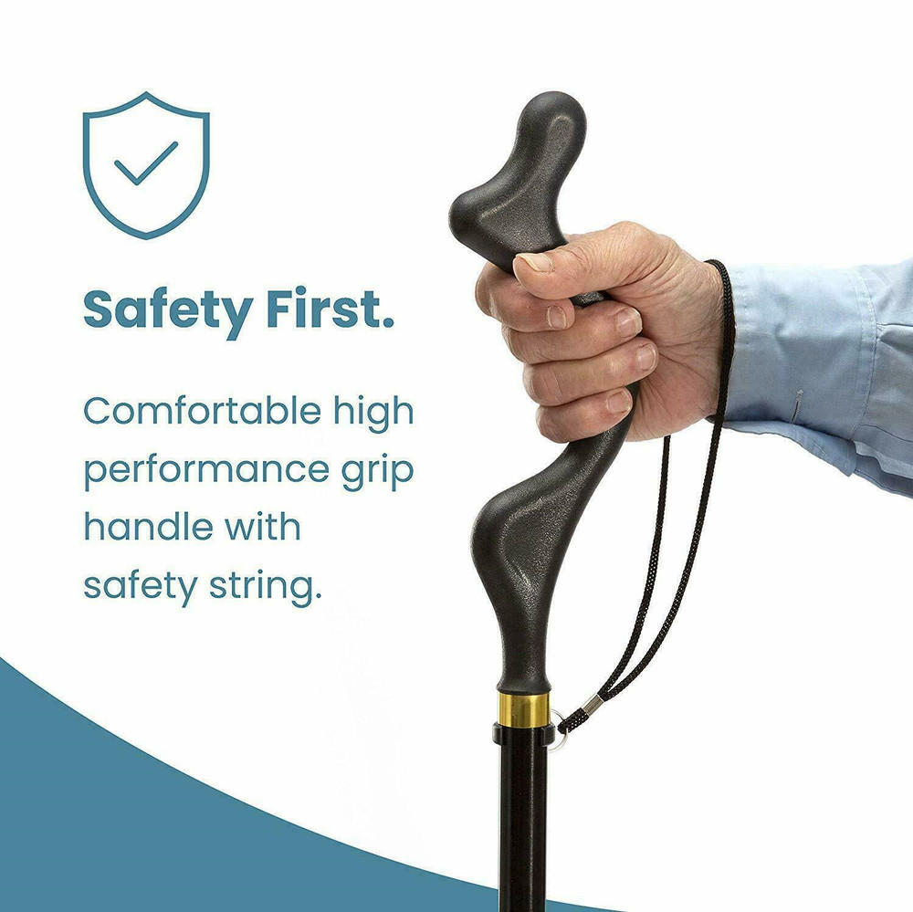 Straight Posture Cane Adjustable Height Safe Walking Stick Foldable Hiking Pole