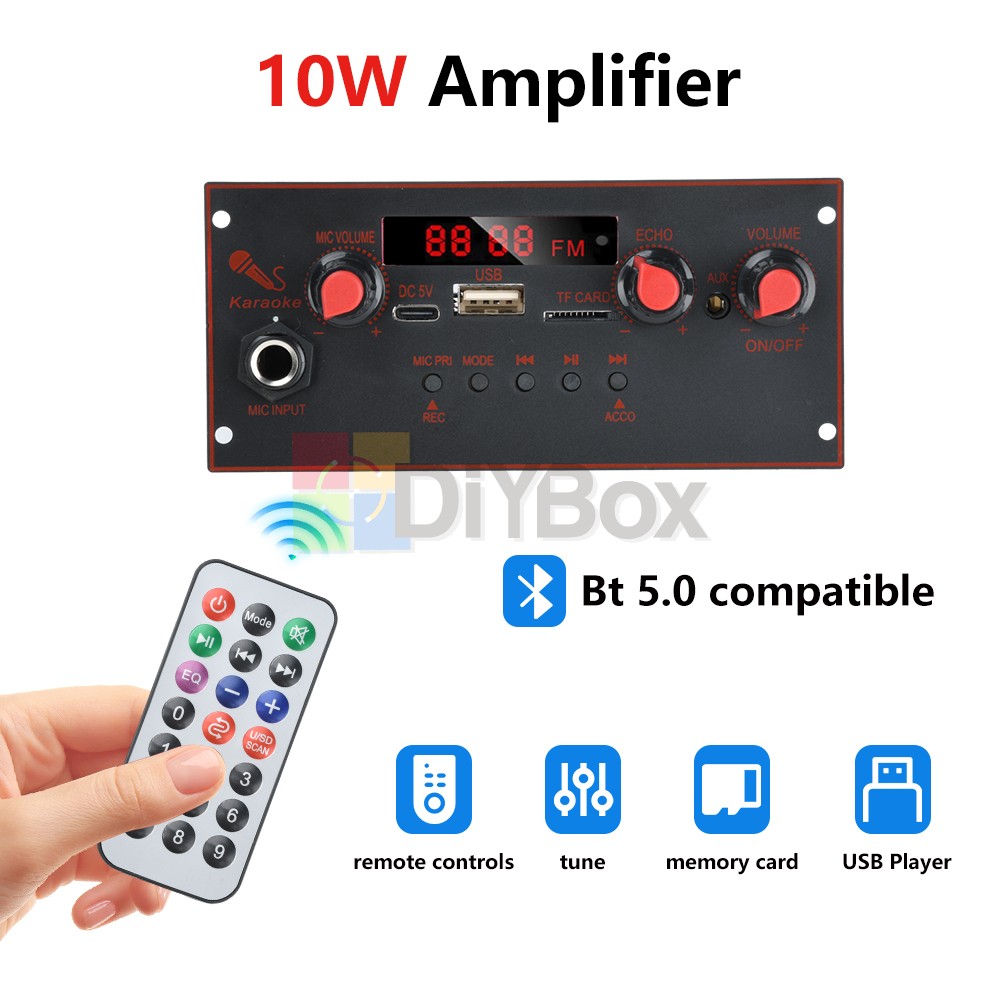 DC 3.7-5V 10W Mono Bluetooth 5.0 Audio Power Amplifier Module MP3 Decoding Board