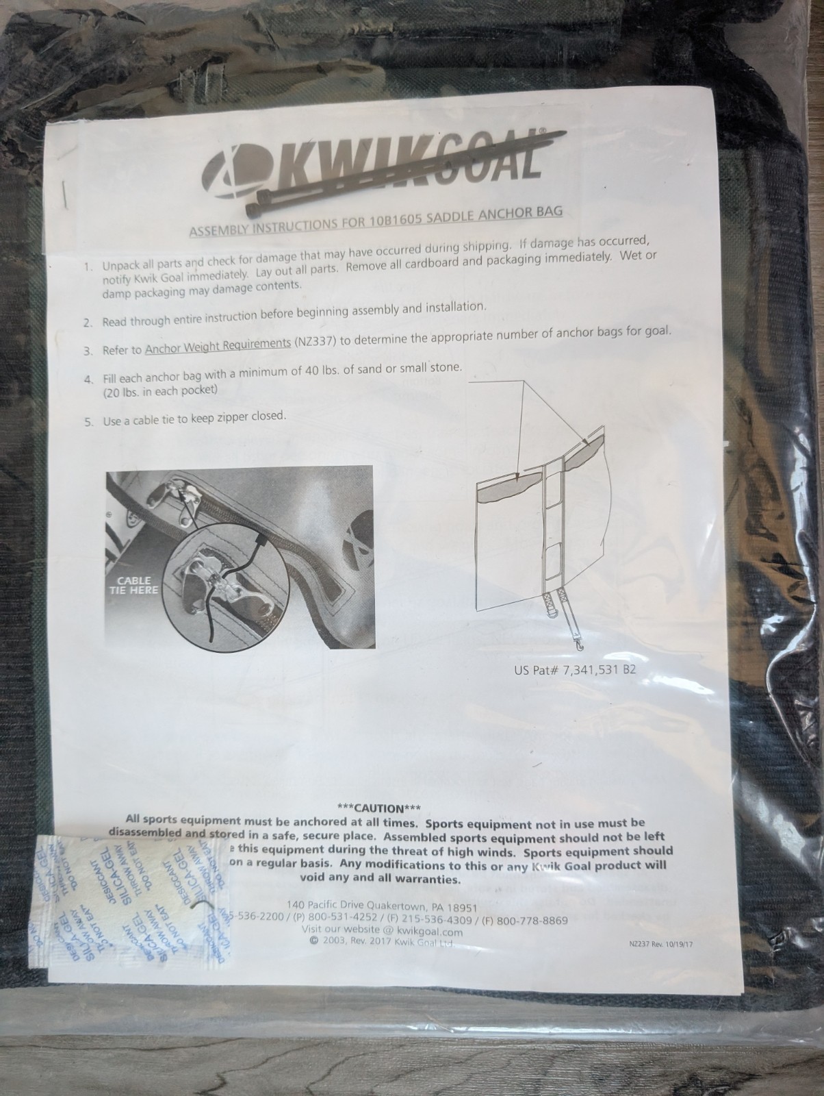 Kwik Goal Saddle Anchor Bag Lot of 2 Green NEW 10B1605