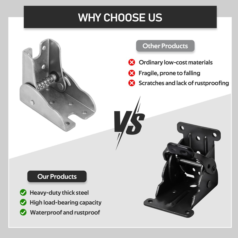 4 Pack Folding Table Leg Brackets with -Locking Hinges 0-90°, Folding Shelf B...