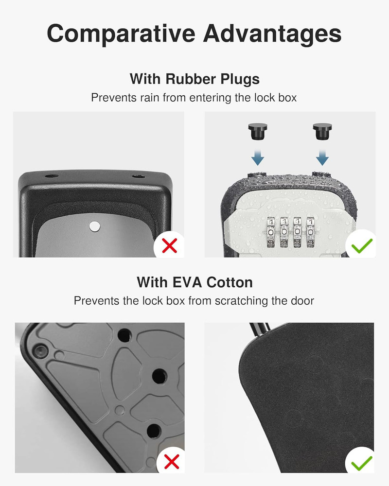 Lock Box, Key Lock Box Wall Mount & Portable Combination Lockbox with Resetta...