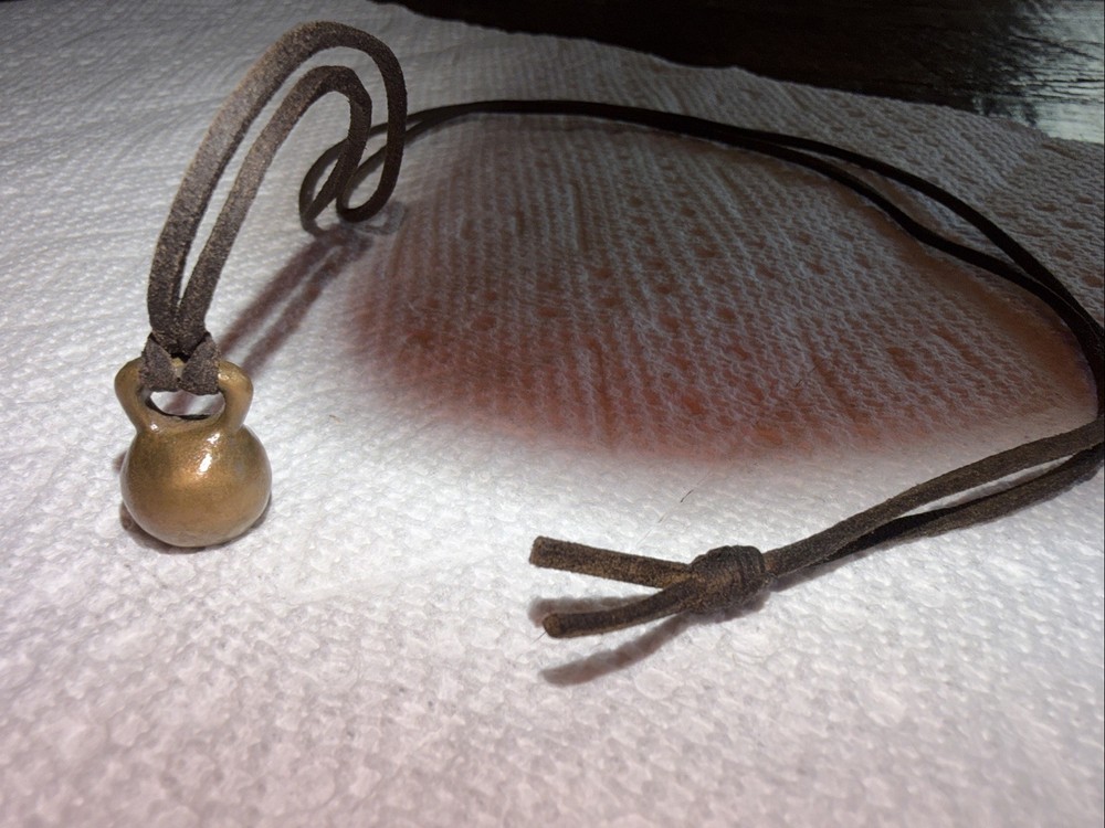 Bronze Kettlebell Pendant Necklace