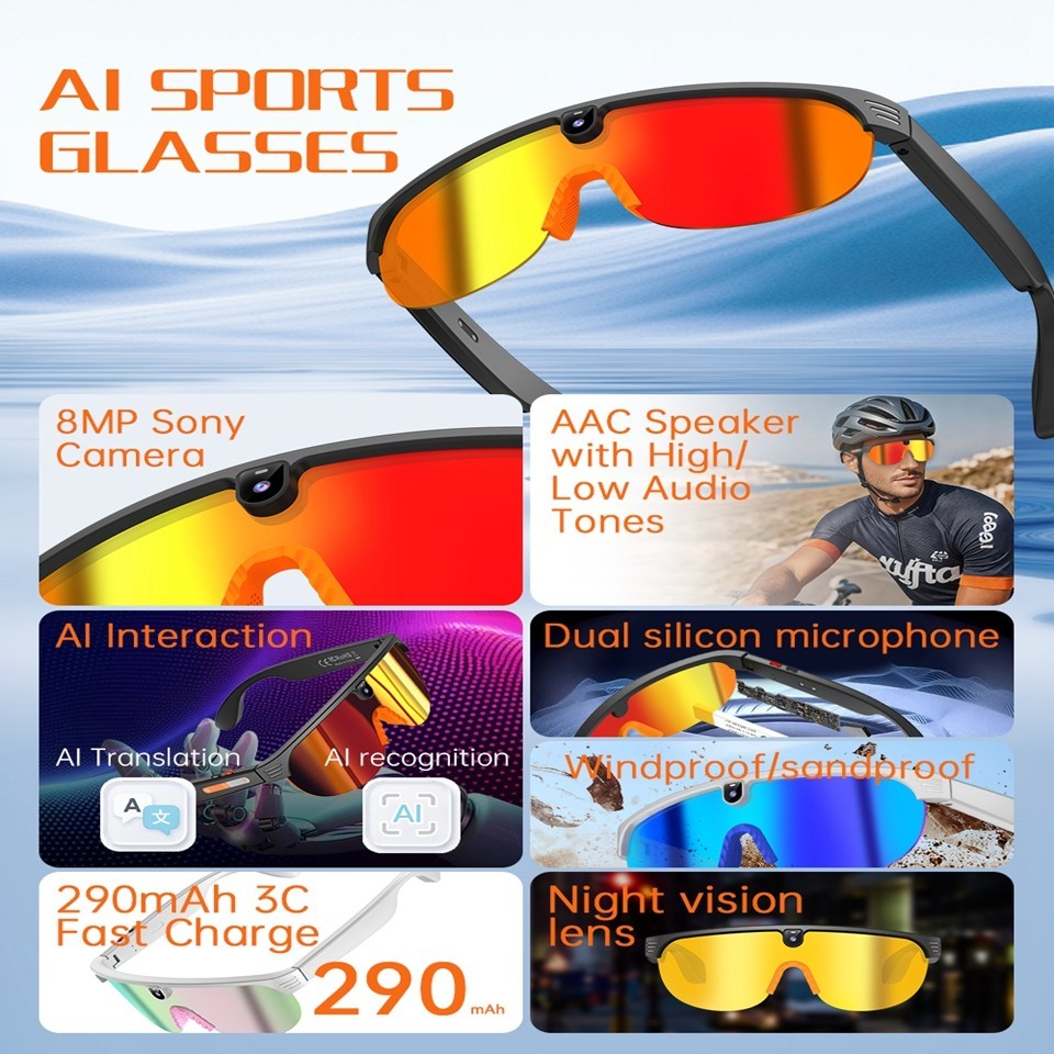 AI Camera Smart Glasses Multifunction and Bluetooth Call Voice Assis