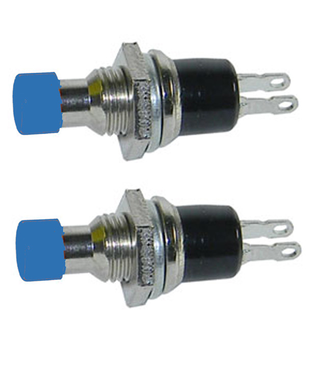 2 Pack SPST Normally Open Momentary Push Button Switch Blue 32728B