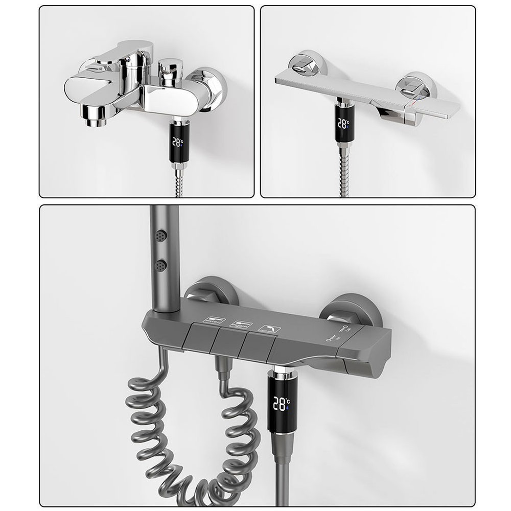 Color-Coded Indicator Digital Display Shower Head Water Temperature Meter