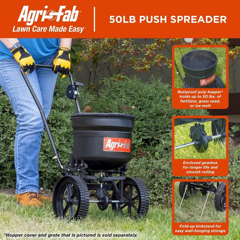 Precision 50 lb Broadcast Spreader for Seeds & Fertilizers - Durable & Efficient