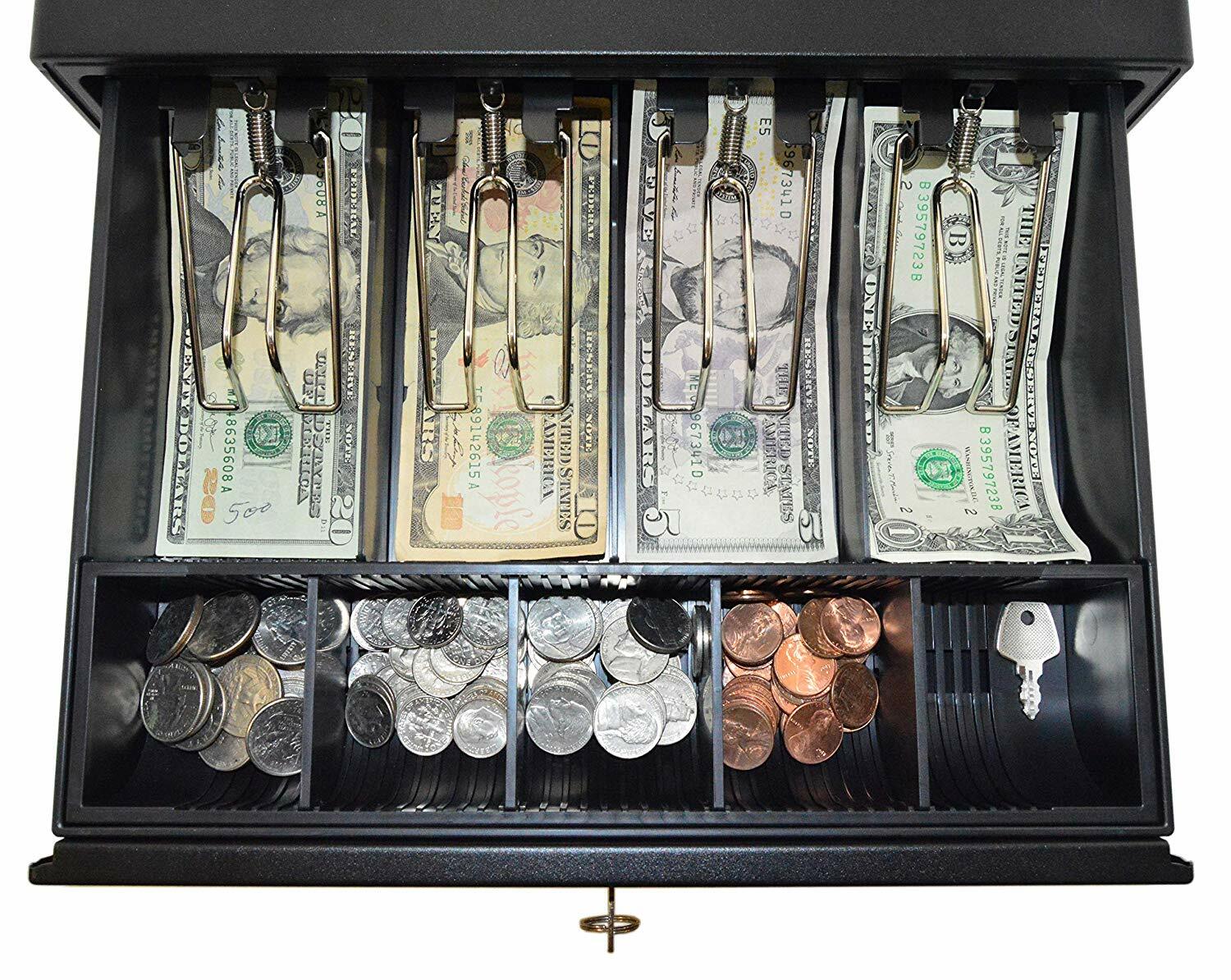 Durable Lightweight Cash Drawer with RJ12 POS Connection, 2 Keys Included