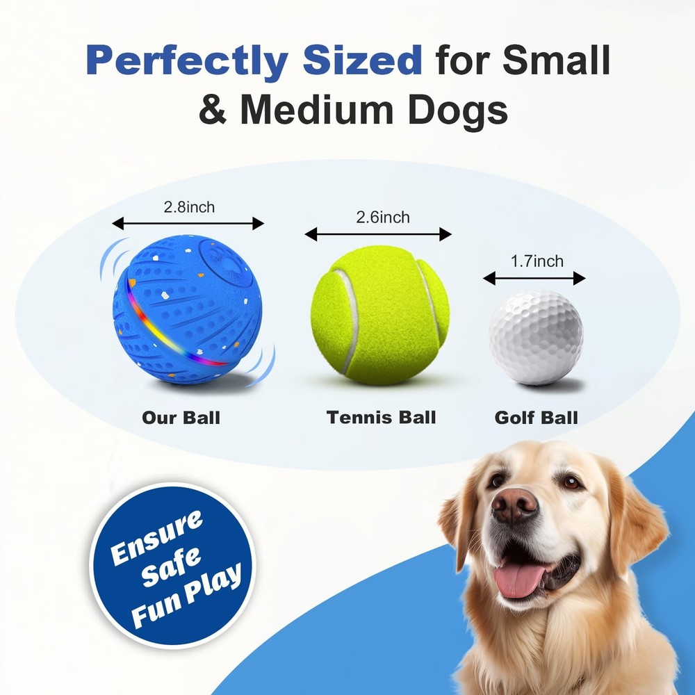 Auto Moving Interactive Dog Toy Ball, Smart Bouncing Rolling Ball 3 Modes USB