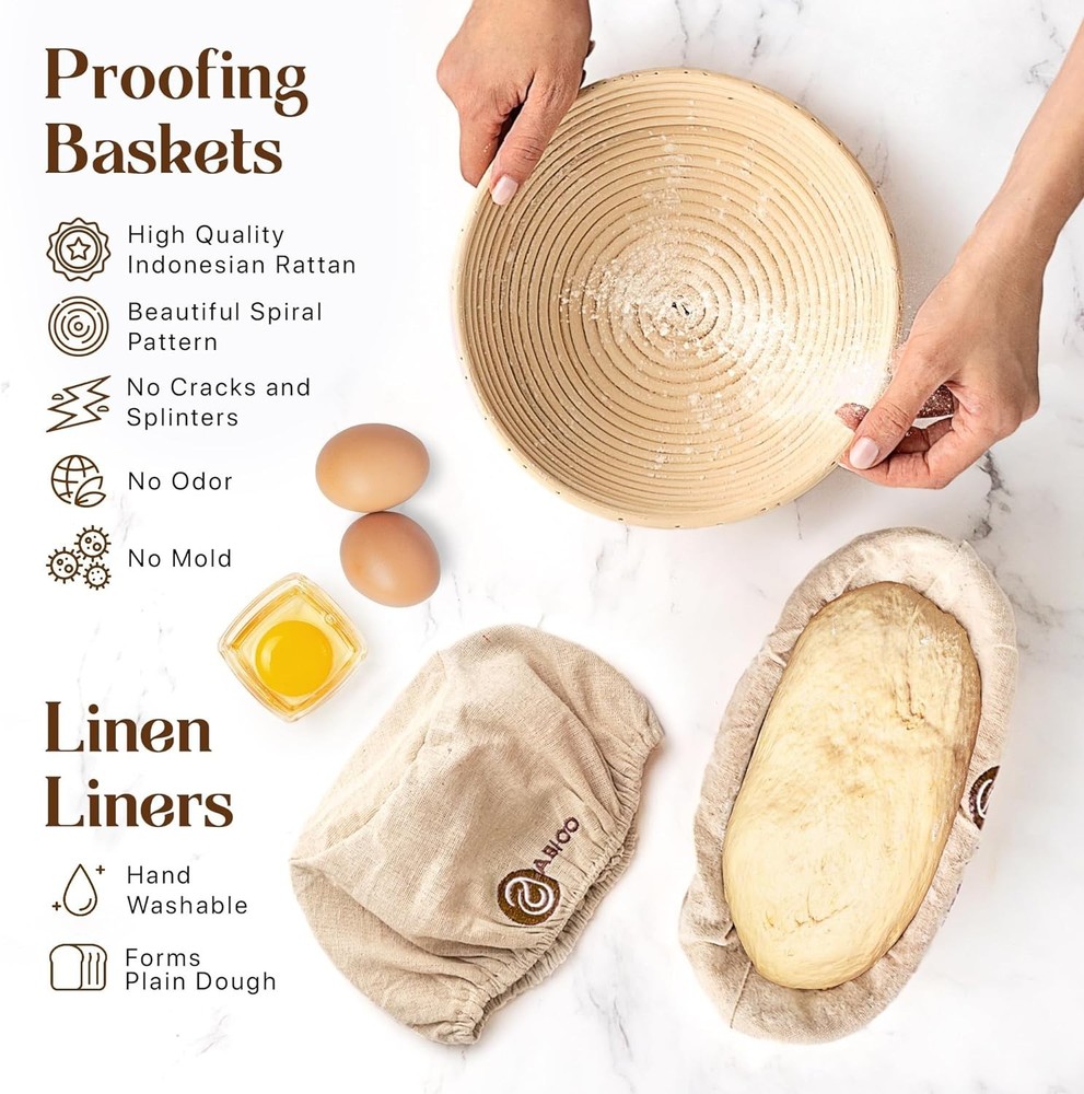 17-Piece Sourdough Starter Kit with Proofing Baskets & Essential Baking Tools