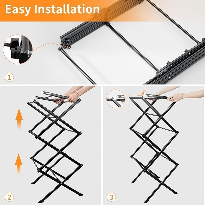 Retractable Iron Laundry Drying Rack Space Saving Heavy Duty Design 35lbs New