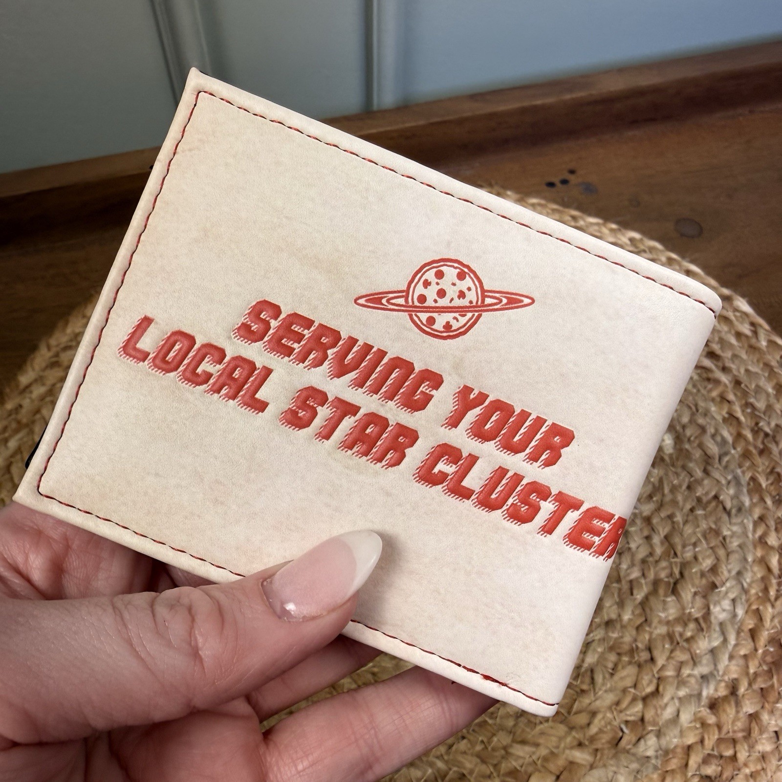 Disney Pixar Toy Story Pizza Planet Bi-fold Wallet Distressed w Black Interior