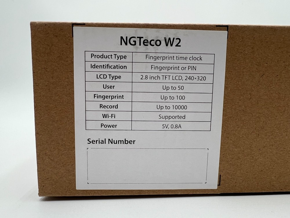 NGTECO - TIME CLOCK / FINGER PRINT / PIN PAD - W2