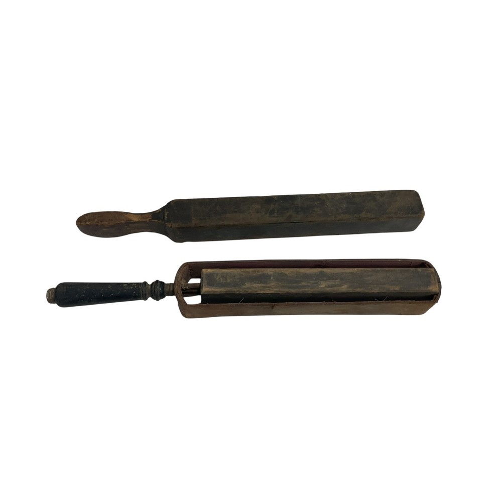 Antique Straight Razor Strop Set – Razor Stropper & Paddle Strop Barber Tools…….