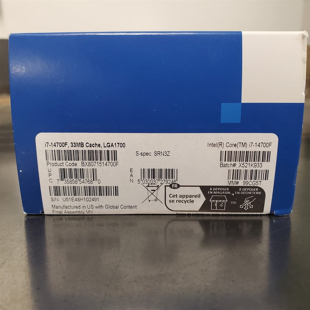 Intel Core i7-14700F SRN3Z 2.10GHz 20 Core LGA1700 33MB Desktop Processor