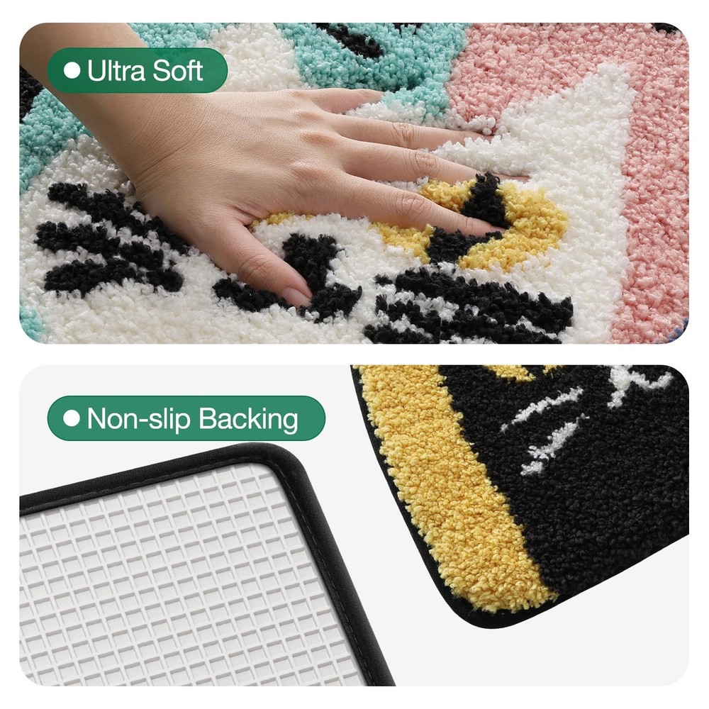 Cute Cat Thick Bathroom Rug, Soft Absorbent Microfiber Bath Mat, Non-Slip Qui...