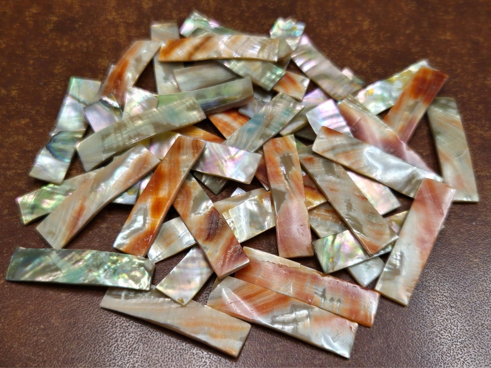 100 PCS RECTANGLE RED ABALONE SHELL BLANK INLAY DIY 1 1/4" x 1/2"