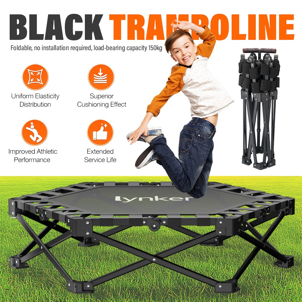 40" Foldable Trampoline for Adults Exercise Rebounder w/Adjustable Handle Bar