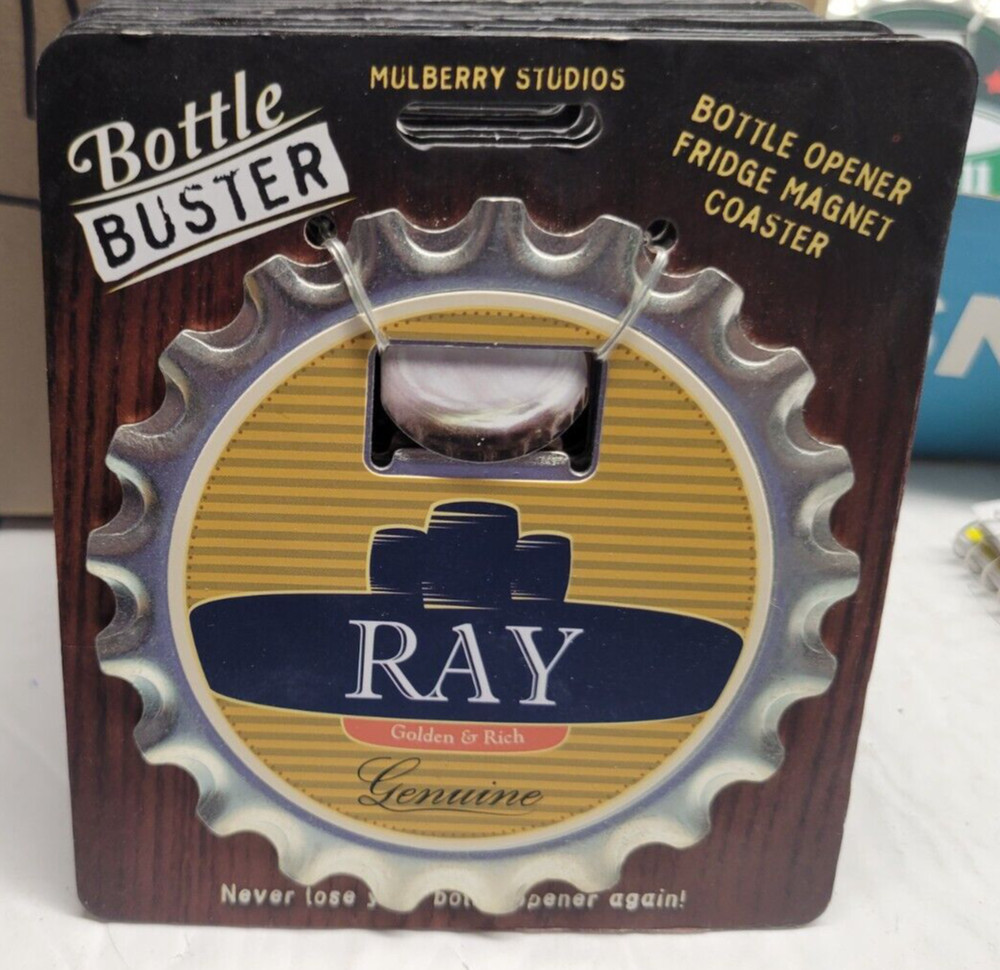RAY PERSONALIZED MULTI GADGET BOTTLE OPENER MAGNET COASTER NEW - U