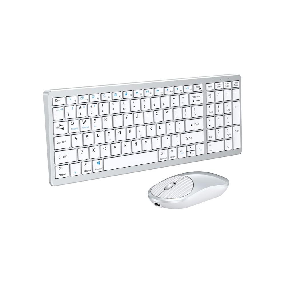 Wireless Bluetooth Rechargeable Keyboard and Mouse Combo. Rechargeable Dual-M...
