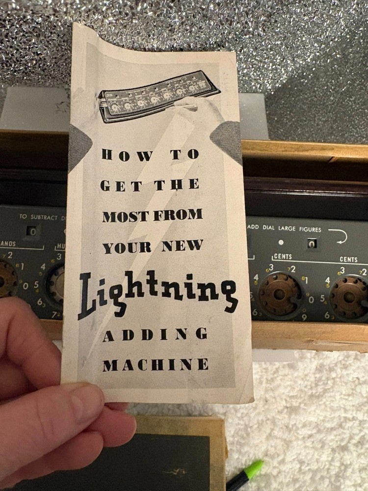 Vintage Lightning Portable Adding Machine by The Lightning Adding Machine Co.,