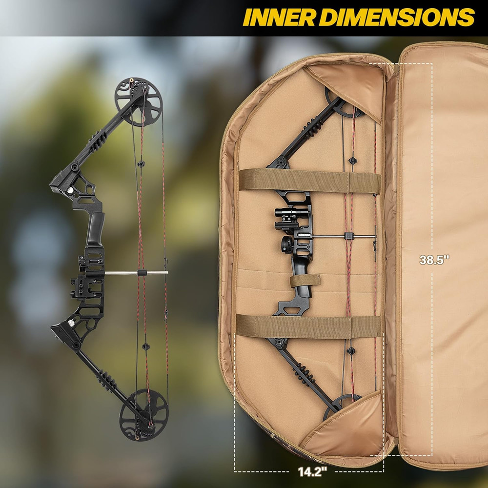 Padded Compound Bow Case Backpack Soft Bow Bag w/ Arrow Pocket Hunting Range