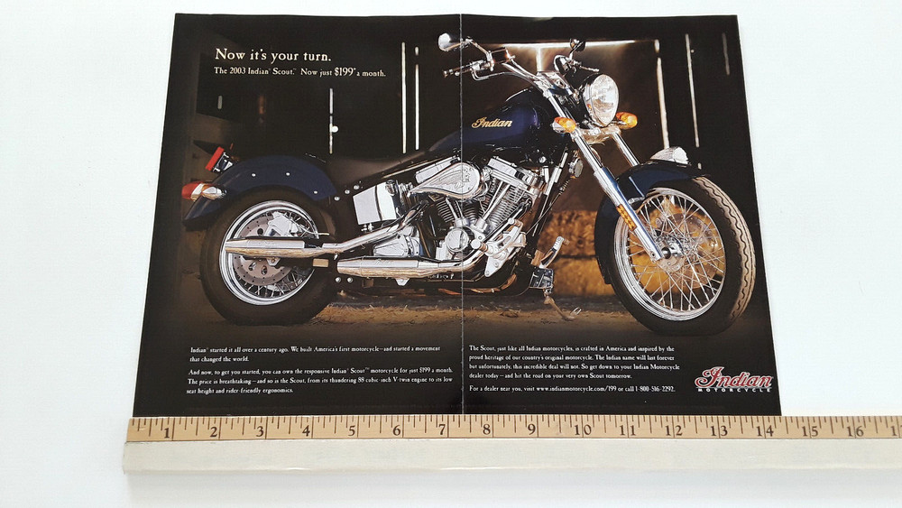 2003 INDIAN SCOUT ORIGINAL 2 PAGE AD