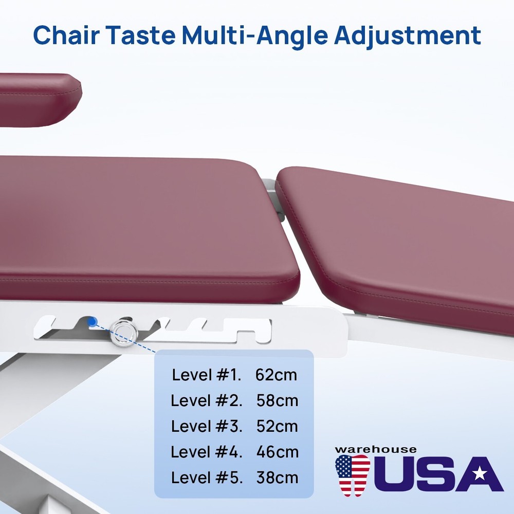 Dental Portable & Practical Adjustable Folding Chair With LED Light + Tray Ruby