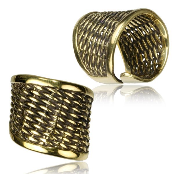 TRIBAL BRASS FINGER RING WIRE WORK BRASS RINGS ADJUSTABLE YOGA RING