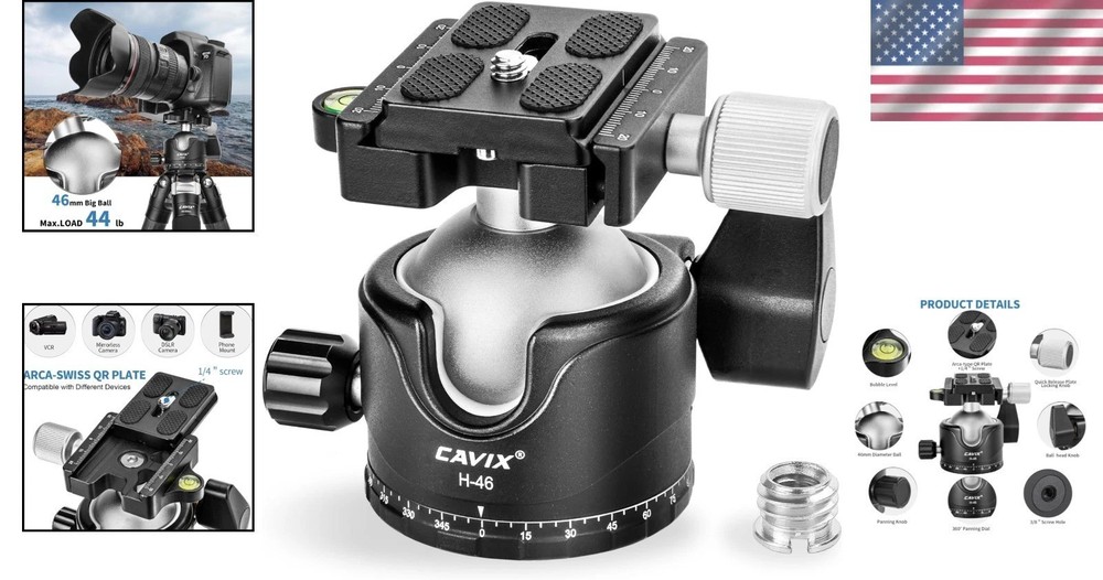 All-Metal Tripod Ball Head with Quick Release Plate