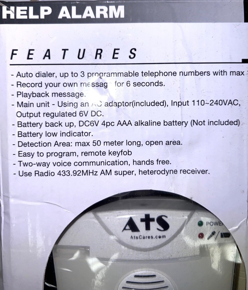 Ats Help Alarm System with Programmable Auto Dialer and Playback Message