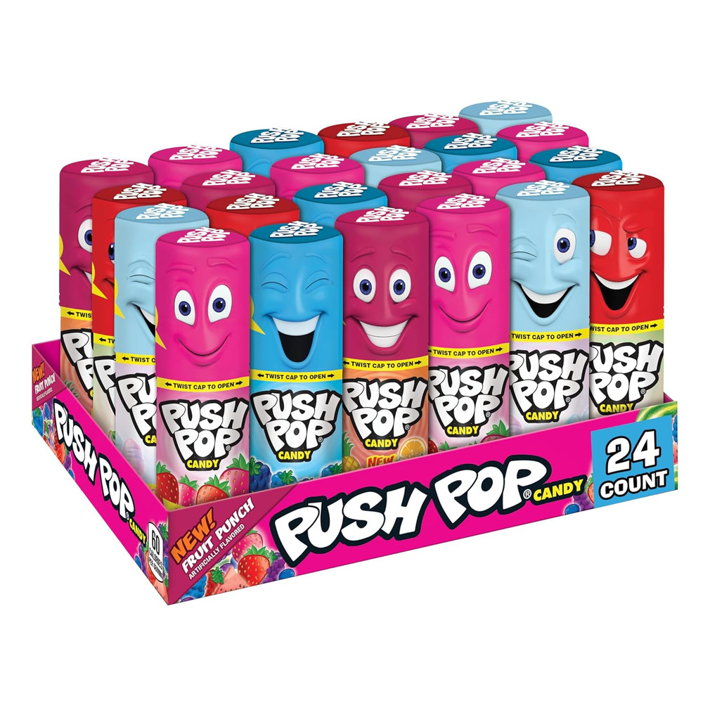 Push Pop Easter Candy Variety Pack, 24Ct Bulk Individually Wrapped Lollipops in
