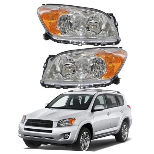 Driver and Passenger Side Halogen Headlights Assembly Repalcement for RAV 4
