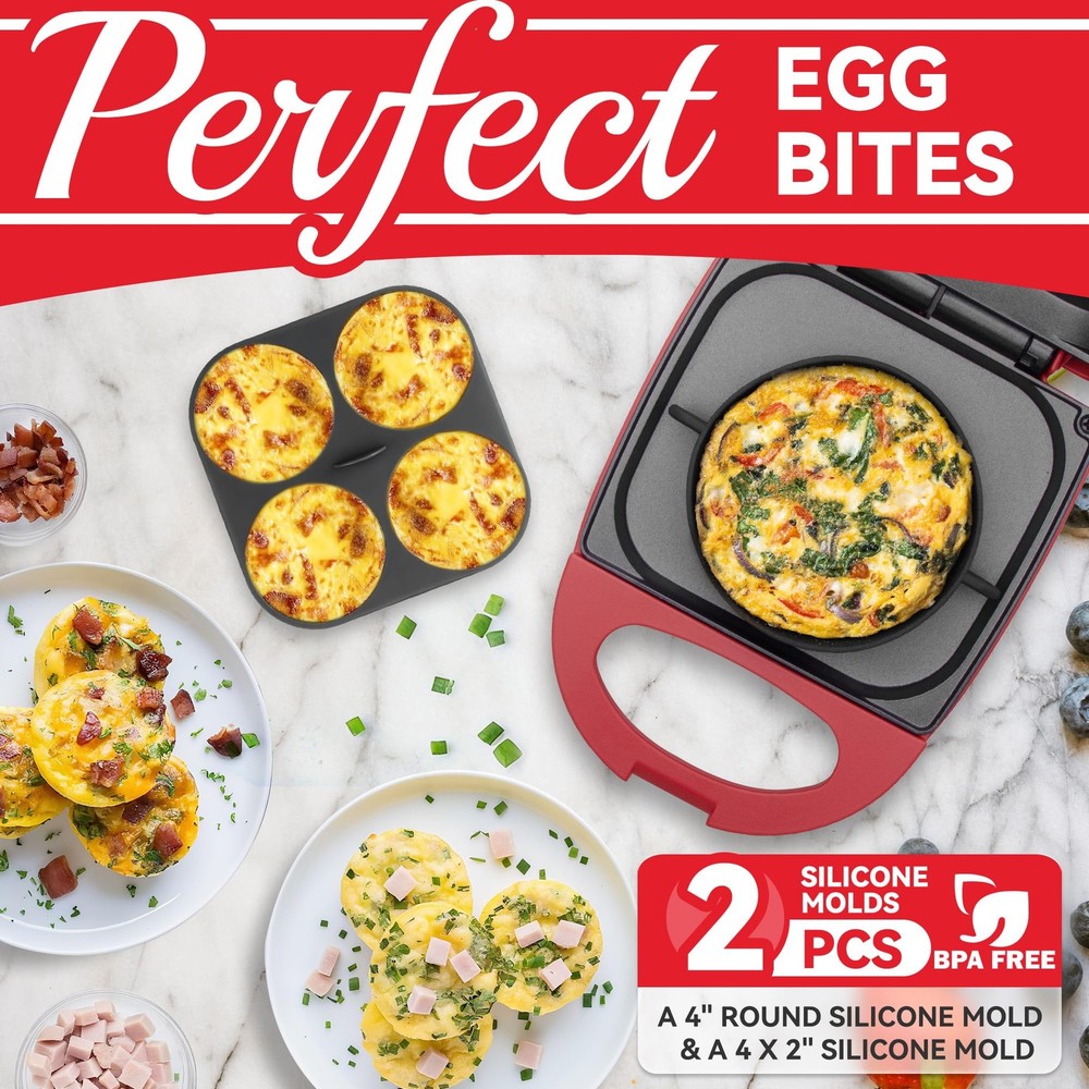 Egg Bite Maker with 2 Silicone Egg Molds for Breakfast Sandwiches, Breakfast ...