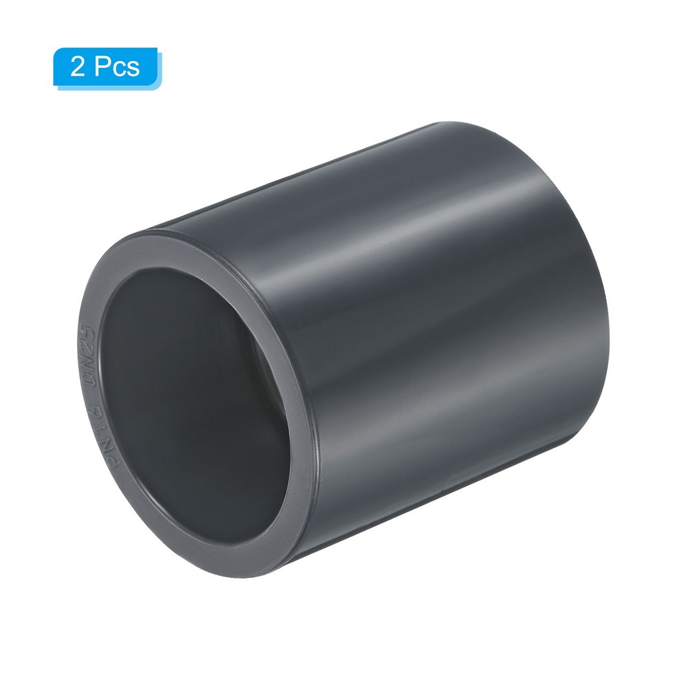 UPVC Pipe Fitting 32mm 1.26" Socket, 2pcs Straight Joint, Dark Grey