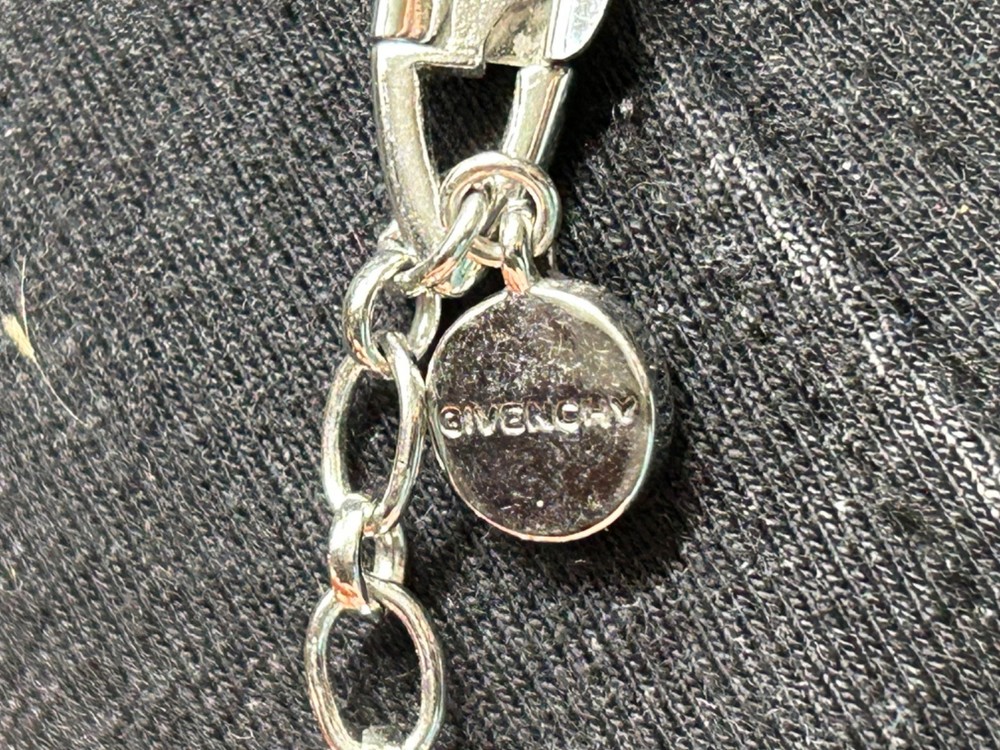 GIVENCHY Pave' Rhinestone Silver Tone & Pearl Statement Necklace