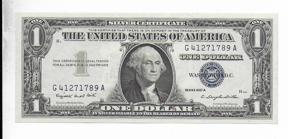 $1 1957-A Smith Dillon Silver Cert. GA Block GEM Crisp Uncirculated