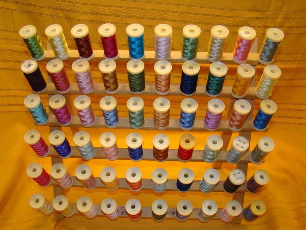 June Tailor Thread Holder Standing 60 Spool Rack PLUS 60 Asst. Embroidery Spools