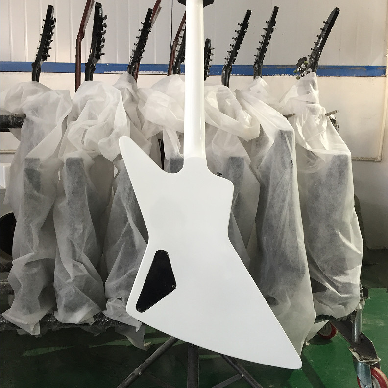 Custom Explore Electric Guitar White H-H Pickups Bone Nut Black Hardware